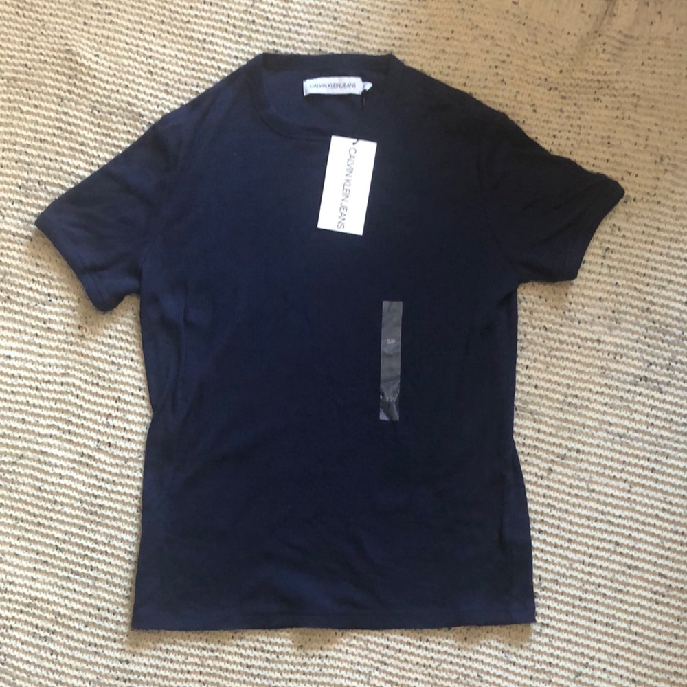 Navy blue, Waffle weave textured, Calvin Klein top, New with tags
